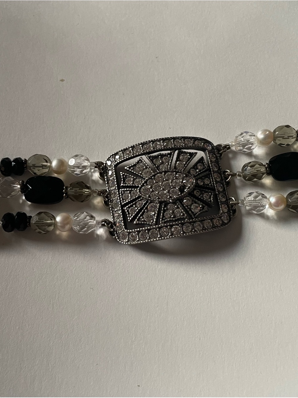 Haley Hill Art Deco-Inspired Black and Silver Multi-Strand Bracelet